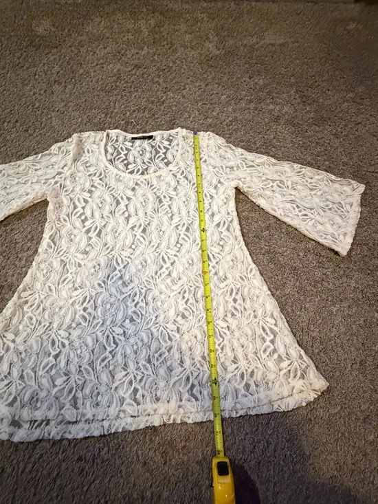 Style & Co Women’s Full Lace Boho Top With 3/4 Sleeves - Picture 6 of 9